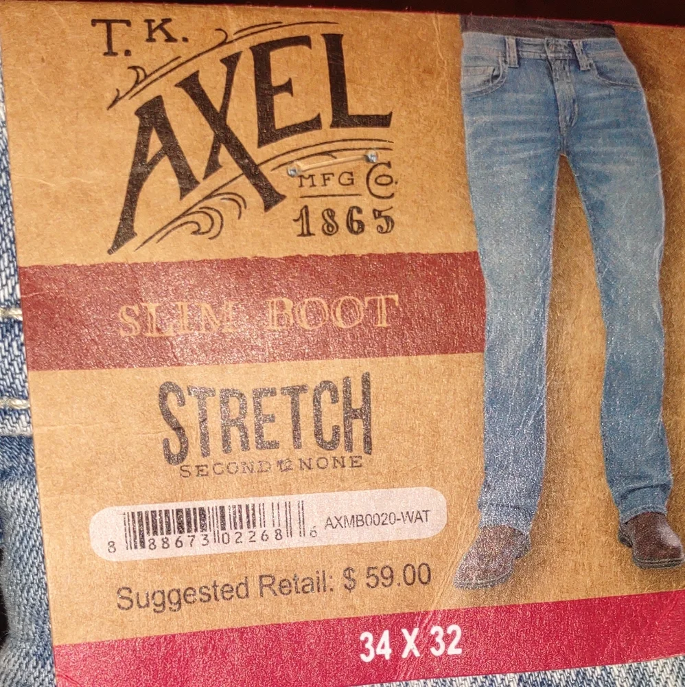 Axel Slim Boot Men's Jeans 34×32 - Picture 1 of 5